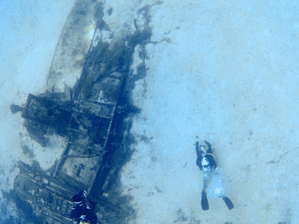 Miranda diving the Bristol Beaufighter plane wreck.